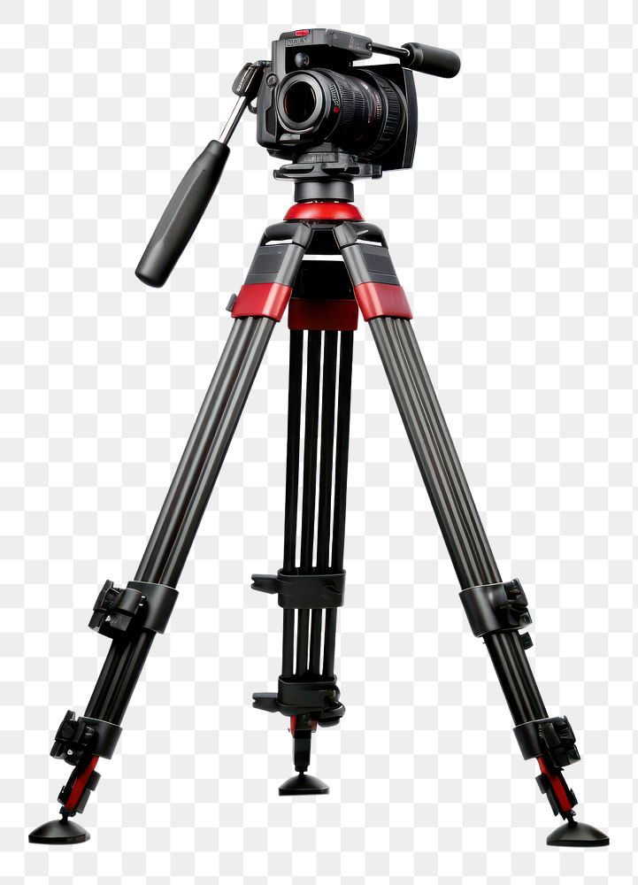 PNG Professional digital video camera and tripod machine white background technology. AI generated Image by rawpixel.