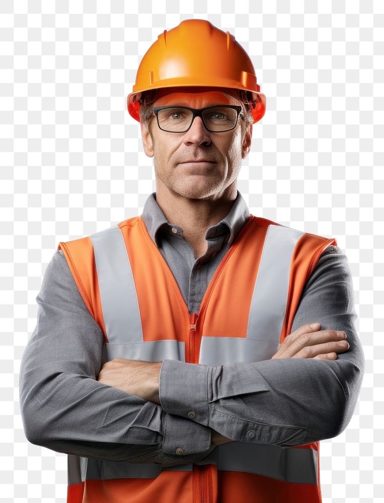 PNG Engineering wearing hardhat and safety vest engineering helmet white background. AI generated Image by rawpixel.