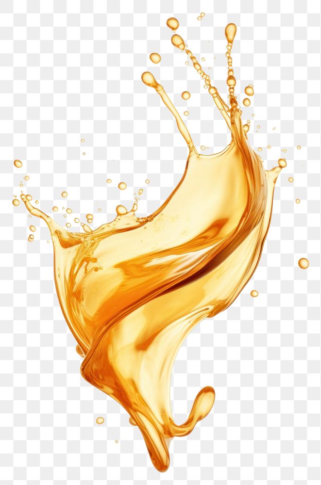 PNG Realistic wide Golden water splash white background refreshment simplicity. 