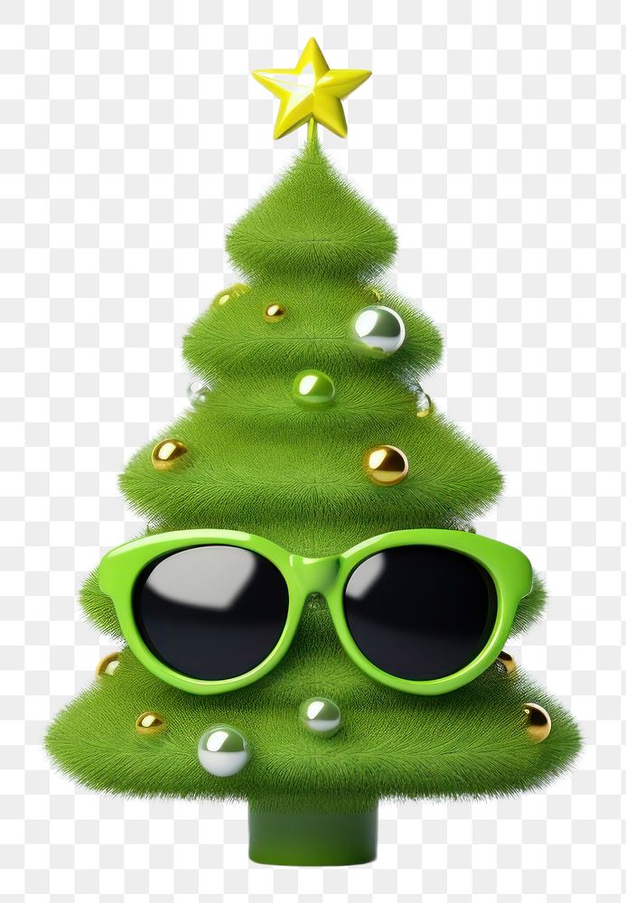 PNG  Christmas tree sunglasses plant representation. AI generated Image by rawpixel.