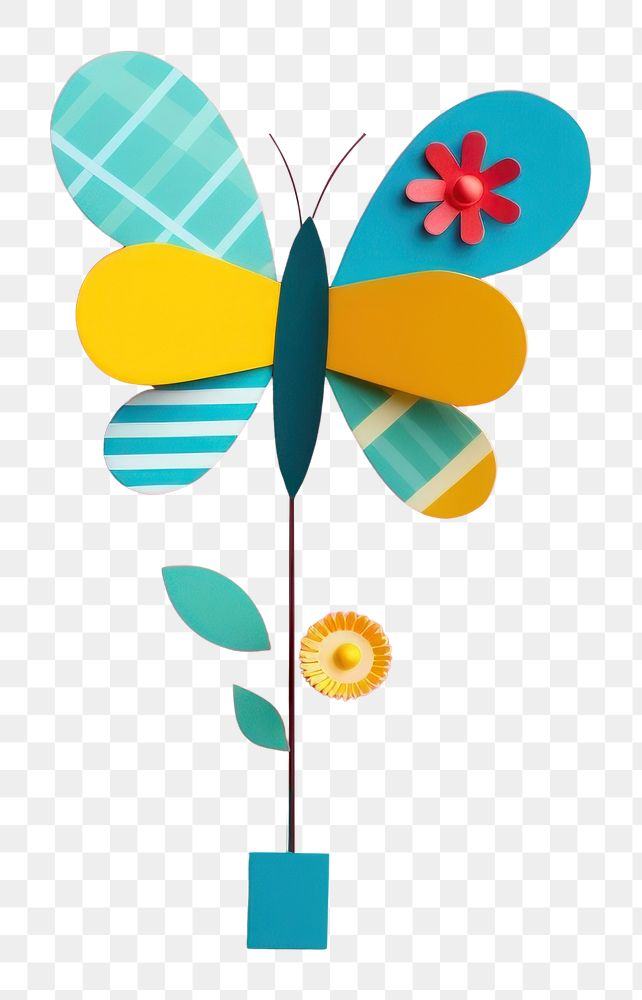 PNG  A cute butterfly with a flower pattern art creativity. AI generated Image by rawpixel.