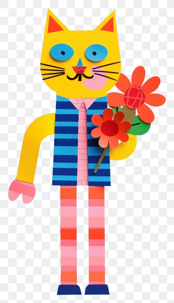 PNG  A cute cat holding a bunch of flowers mammal anthropomorphic representation. AI generated Image by rawpixel.