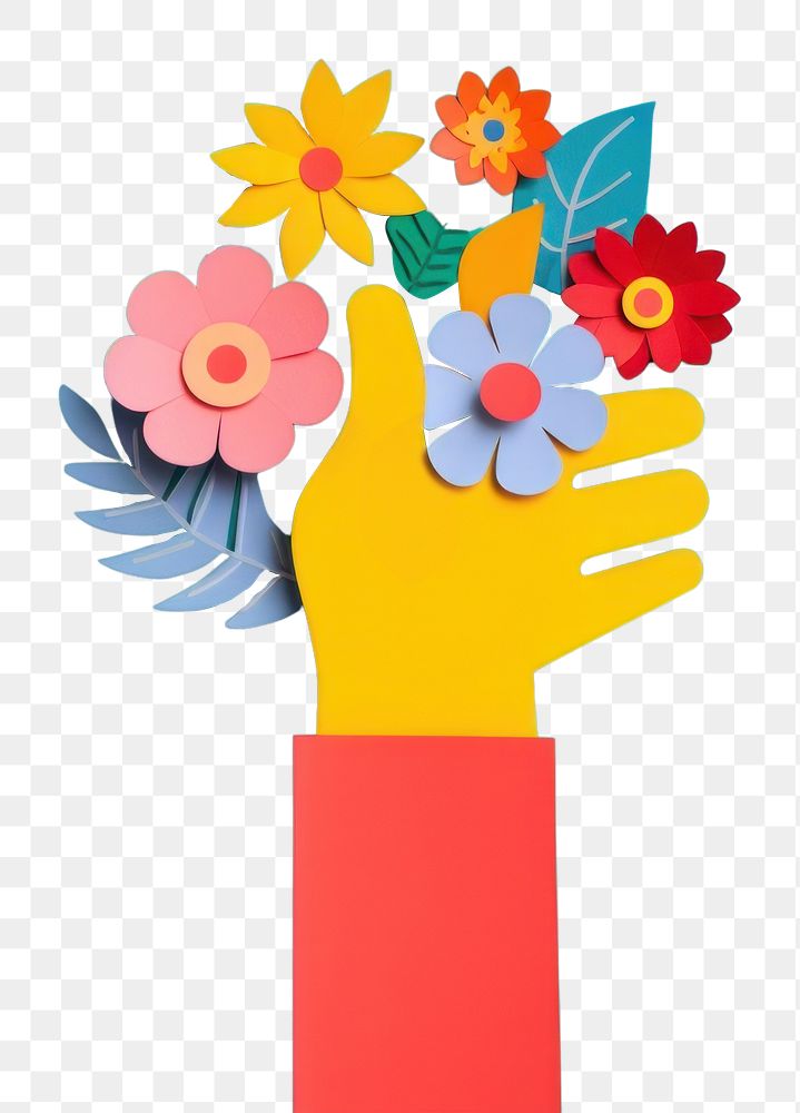 PNG  Hands holding paper head symbol flower plant. AI generated Image by rawpixel.