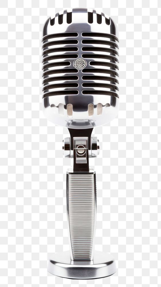 PNG Vintage microphone white background technology lighting. AI generated Image by rawpixel.