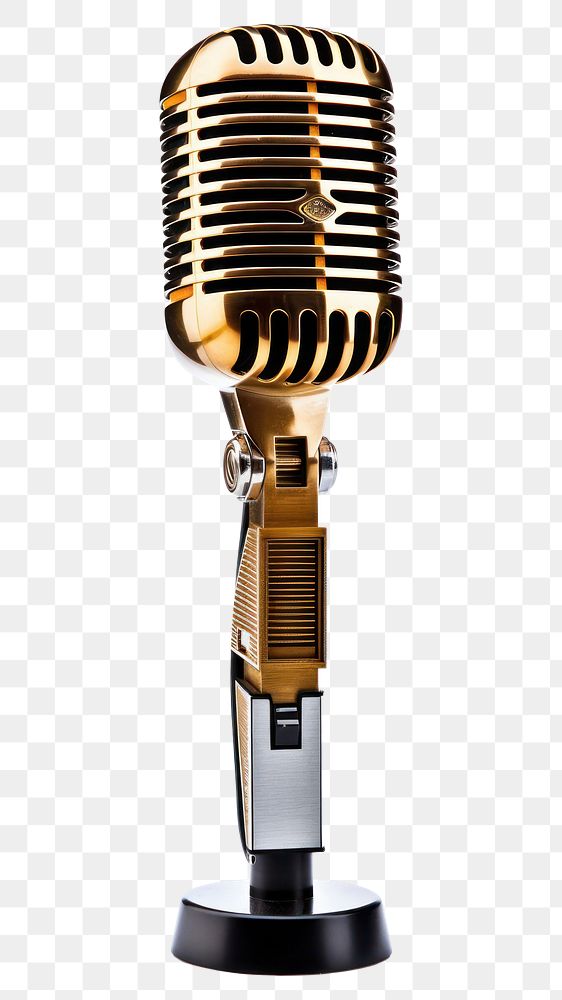 PNG Vintage microphone with mic stand white background technology appliance. AI generated Image by rawpixel.