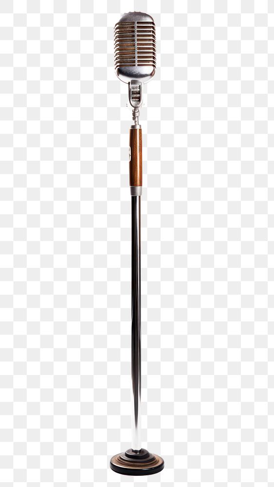 PNG Vintage microphone with long mic stand white background technology lighting. AI generated Image by rawpixel.