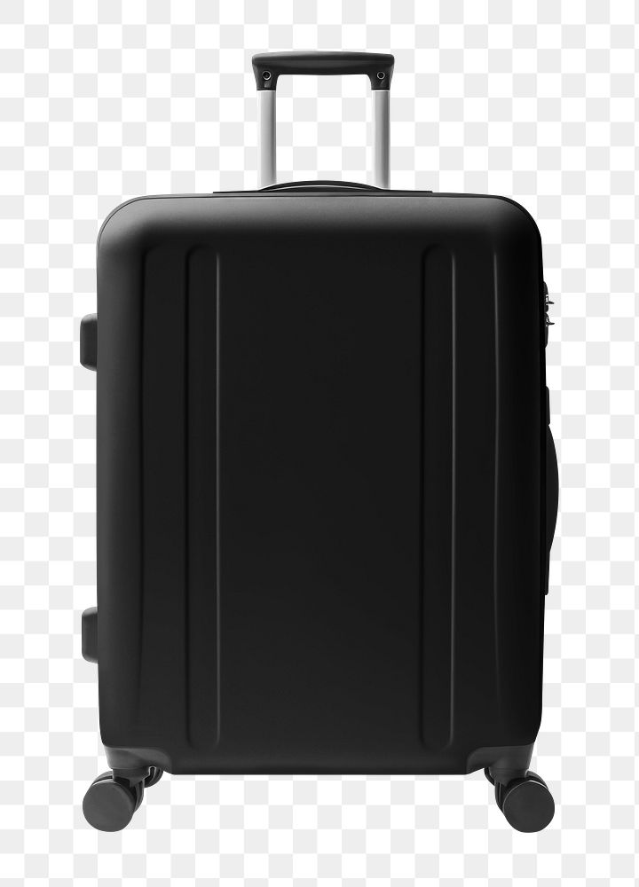 Black luggage png travel, transparent background