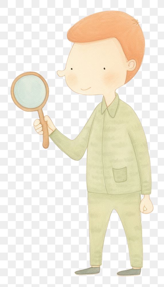 PNG Boy character holding magnifying glass drawing sketch photography. AI generated Image by rawpixel.