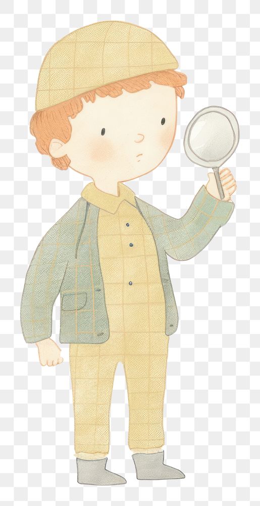 PNG Boy character holding magnifying glass portrait drawing sketch. AI generated Image by rawpixel.