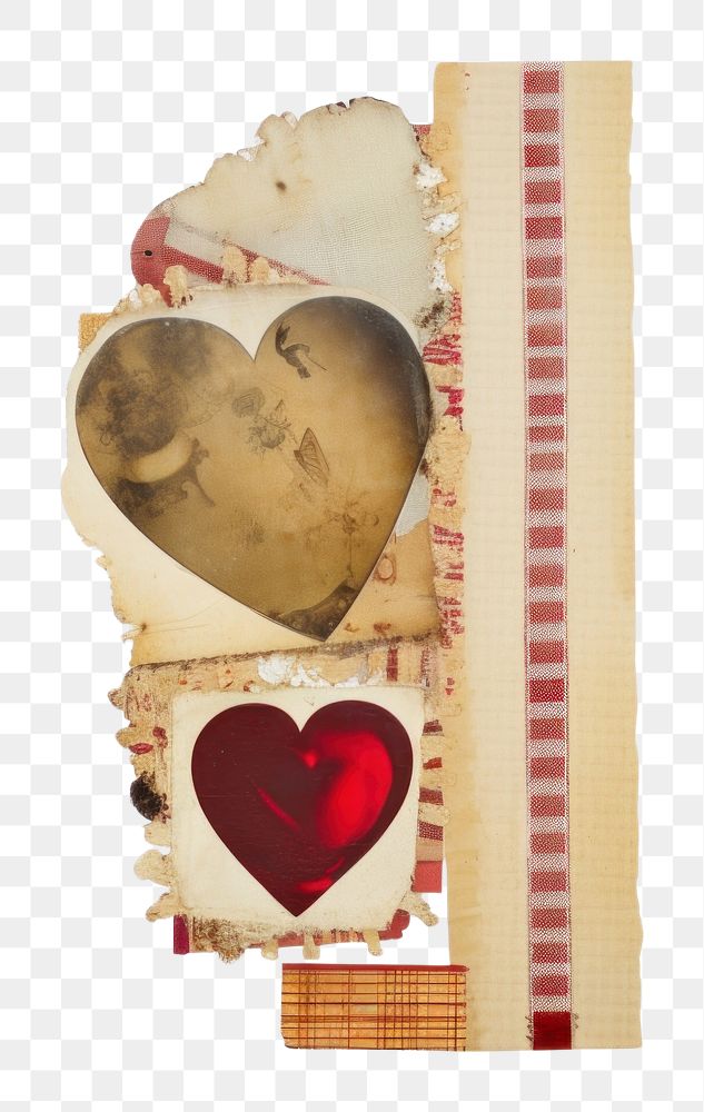 PNG Heart vintage collage old white background