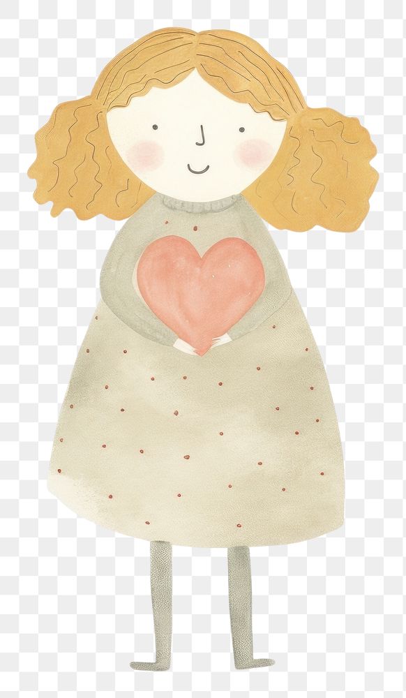 PNG Girl character holding heart white background representation creativity. AI generated Image by rawpixel.