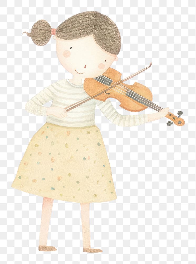 PNG Girl character playing violin child white background concentration. AI generated Image by rawpixel.
