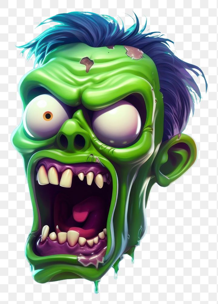PNG Zombie cartoon green representation. AI generated Image by rawpixel.