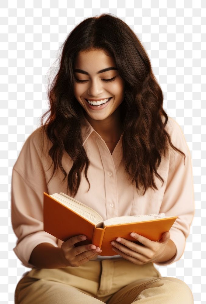PNG Latina student reading a book university smile adult. AI generated Image by rawpixel.