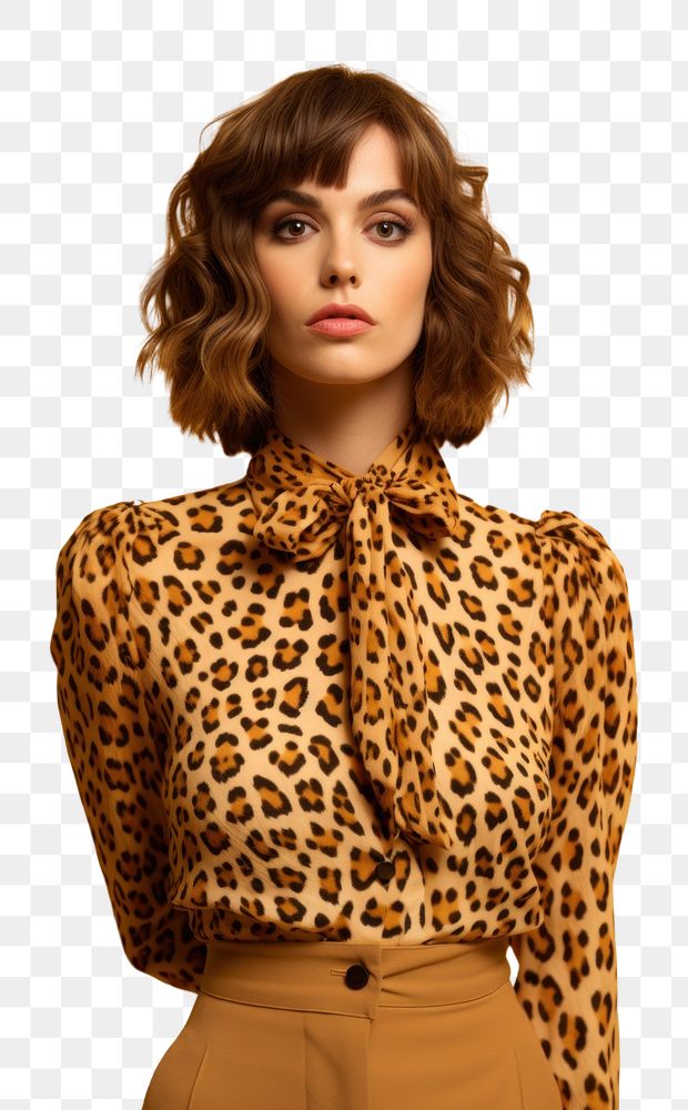 PNG Cheeta portrait blouse dress. AI generated Image by rawpixel.