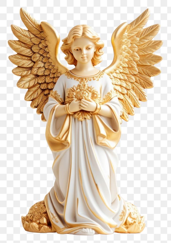PNG  Angel figurine gold representation. AI generated Image by rawpixel.