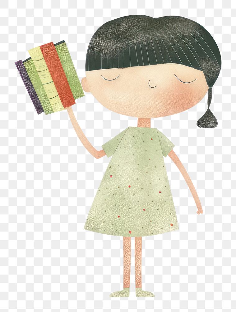 PNG Girl character holding books toy white background portrait. AI generated Image by rawpixel.