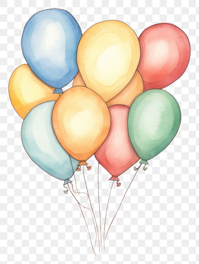 PNG Bunch of balloons drawing white background anniversary. AI generated Image by rawpixel.