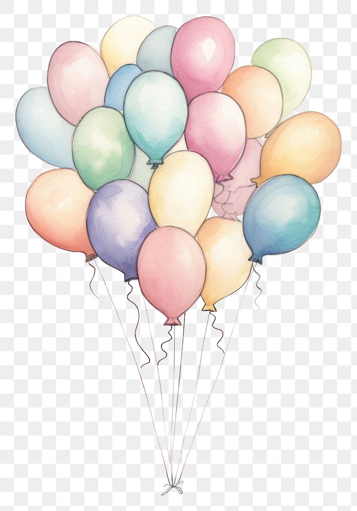 PNG Balloons drawing white background celebration. AI generated Image by rawpixel.