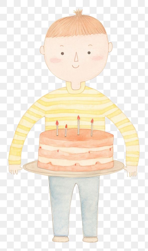 PNG Character holding cake dessert food fun. 