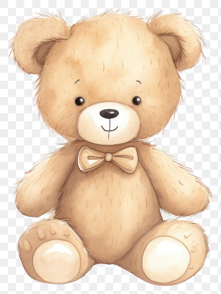 PNG Teddy bear drawing cute toy. AI generated Image by rawpixel.