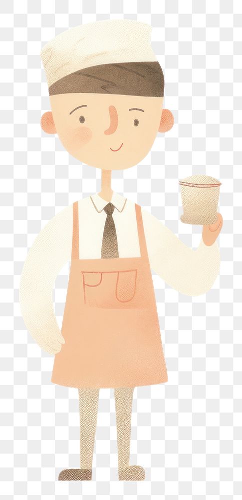 PNG Barista character white background standing figurine. AI generated Image by rawpixel.