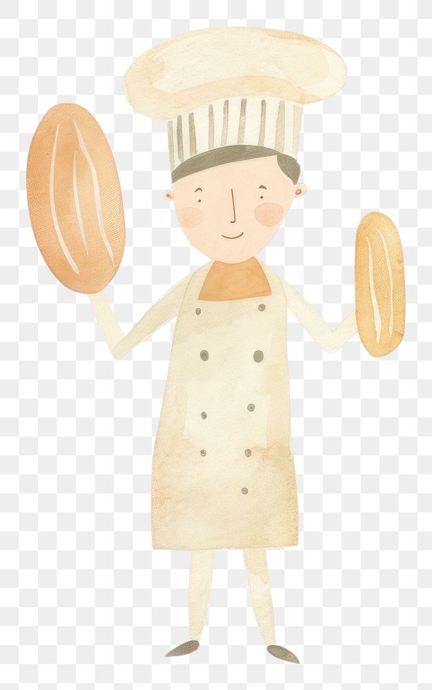 PNG Chef character holding bread cook food white background. AI generated Image by rawpixel.