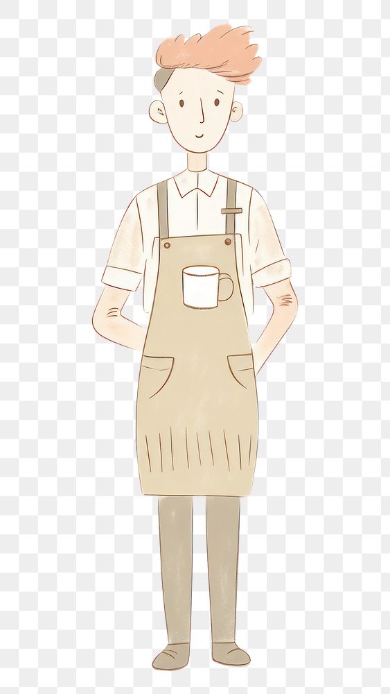 PNG Coffee shop staff character apron white background creativity. AI generated Image by rawpixel.
