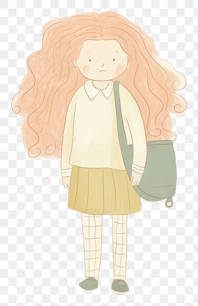 PNG Girl character back to school drawing sketch child. AI generated Image by rawpixel.