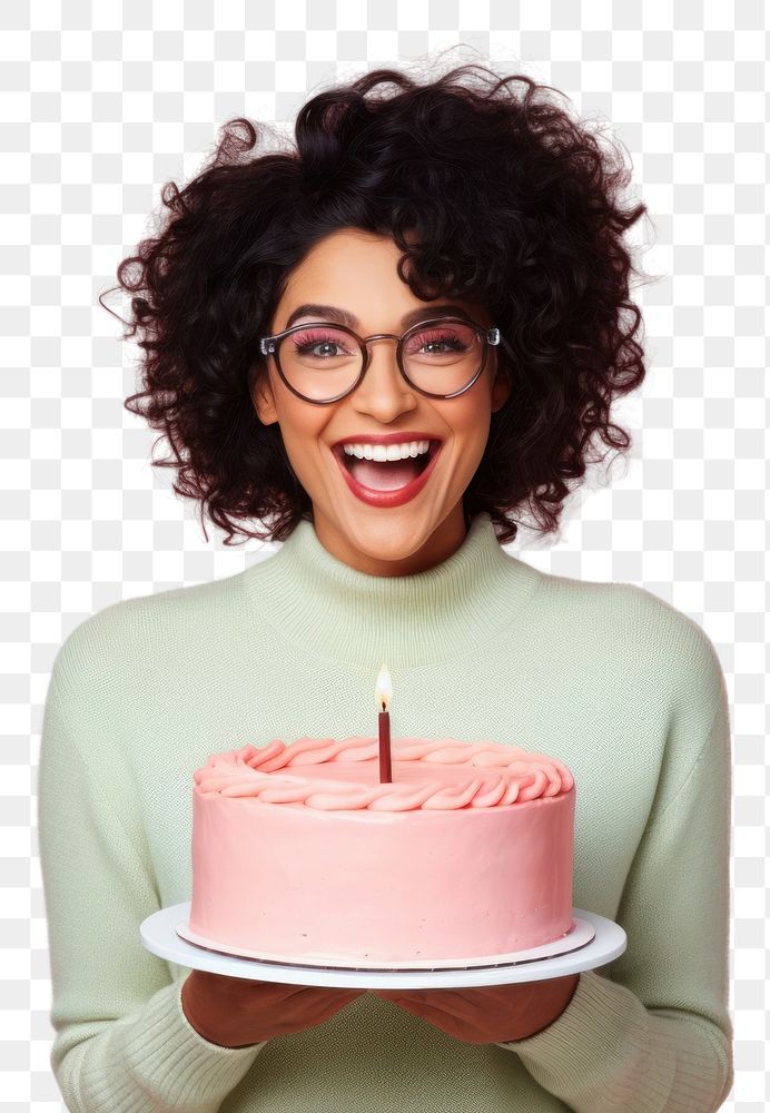 PNG Hispanic woman cake fun birthday. AI generated Image by rawpixel.
