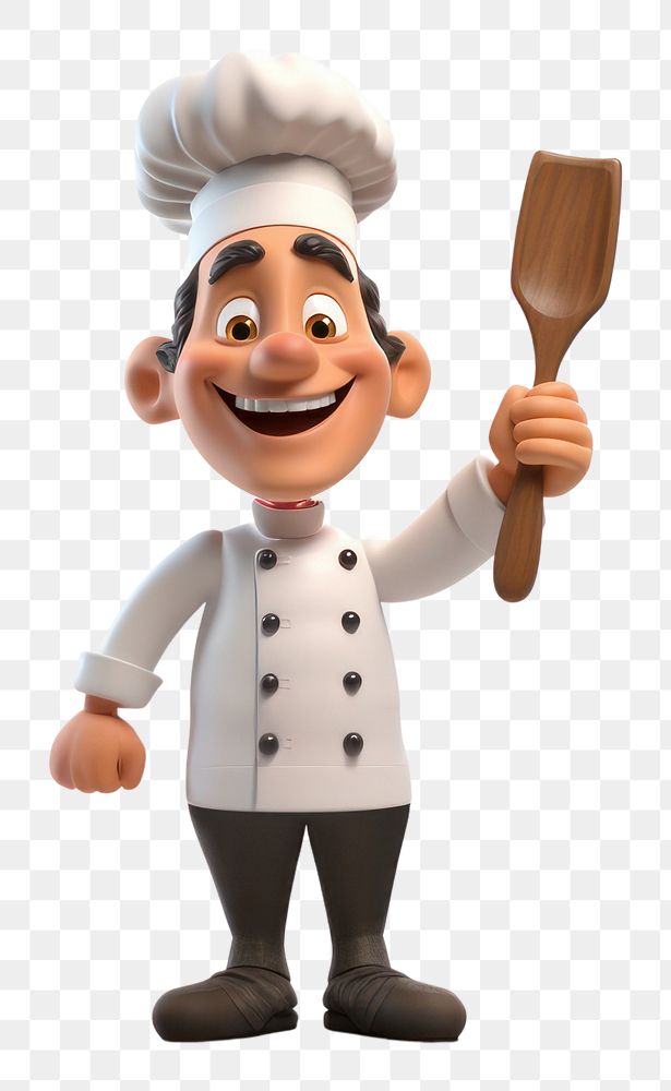 PNG  Chef holding spatula figurine cartoon white background. AI generated Image by rawpixel.