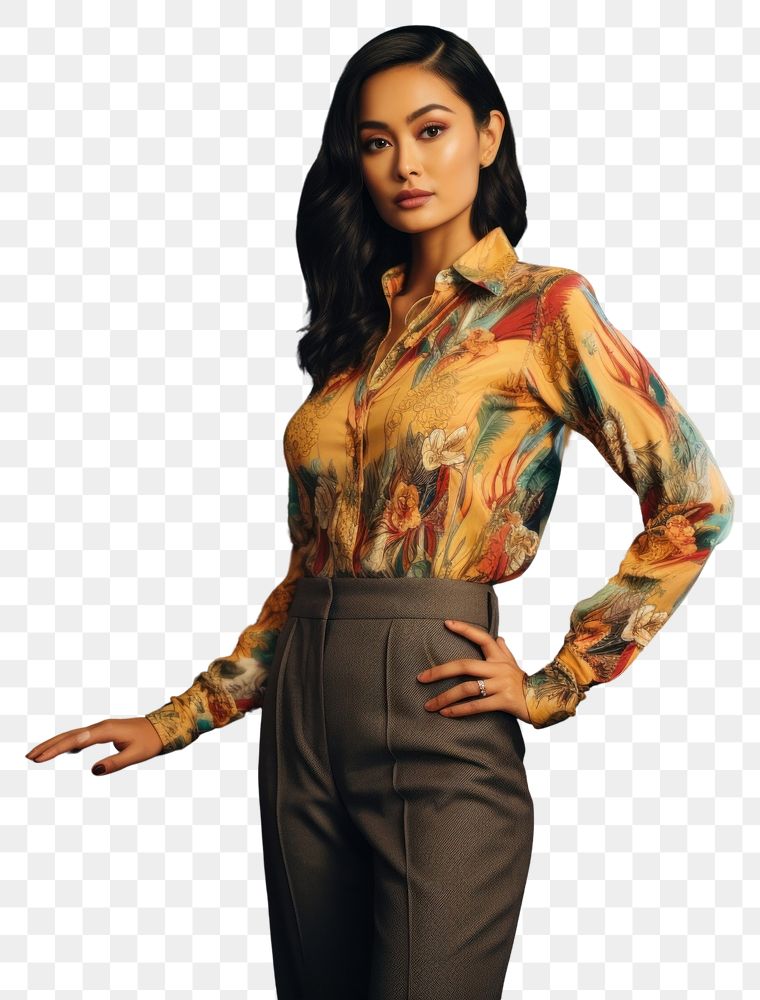 PNG Thai woman portrait pattern blouse. AI generated Image by rawpixel.