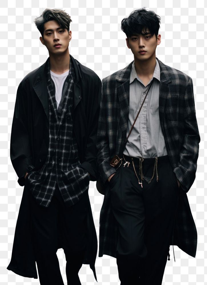 PNG Two thai young men jacket adult black. AI generated Image by rawpixel.