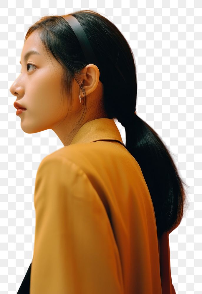 PNG Thai girl adult contemplation hairstyle. AI generated Image by rawpixel.