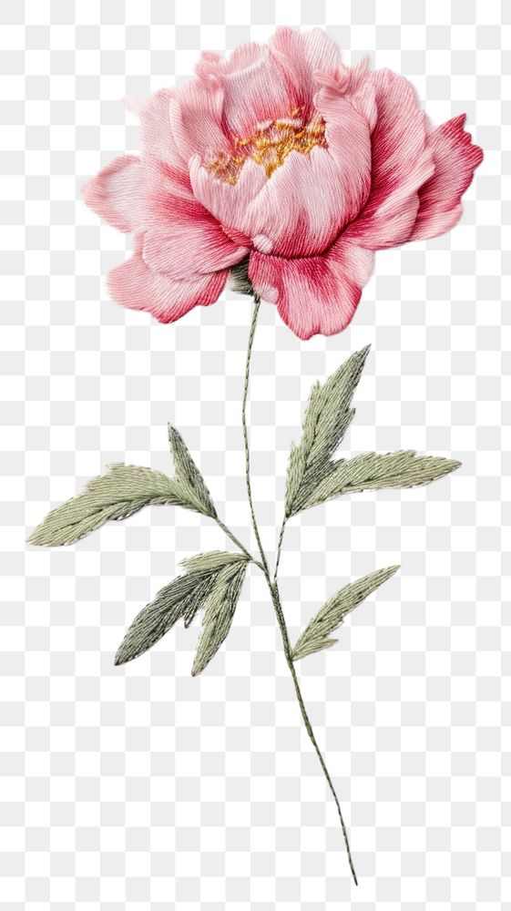 PNG  Little Peony embroidery pattern flower. AI generated Image by rawpixel.