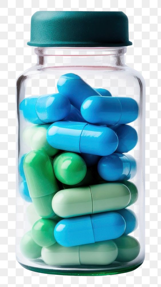 PNG Capsule medicine bottle green pill