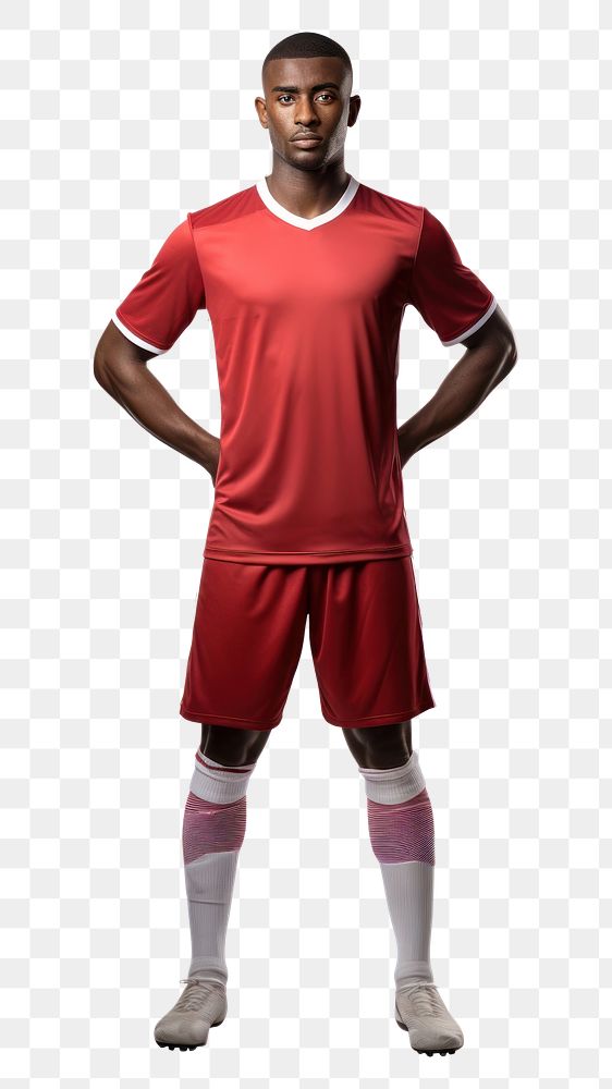 PNG Soccer player standing t-shirt maroon. AI generated Image by rawpixel.