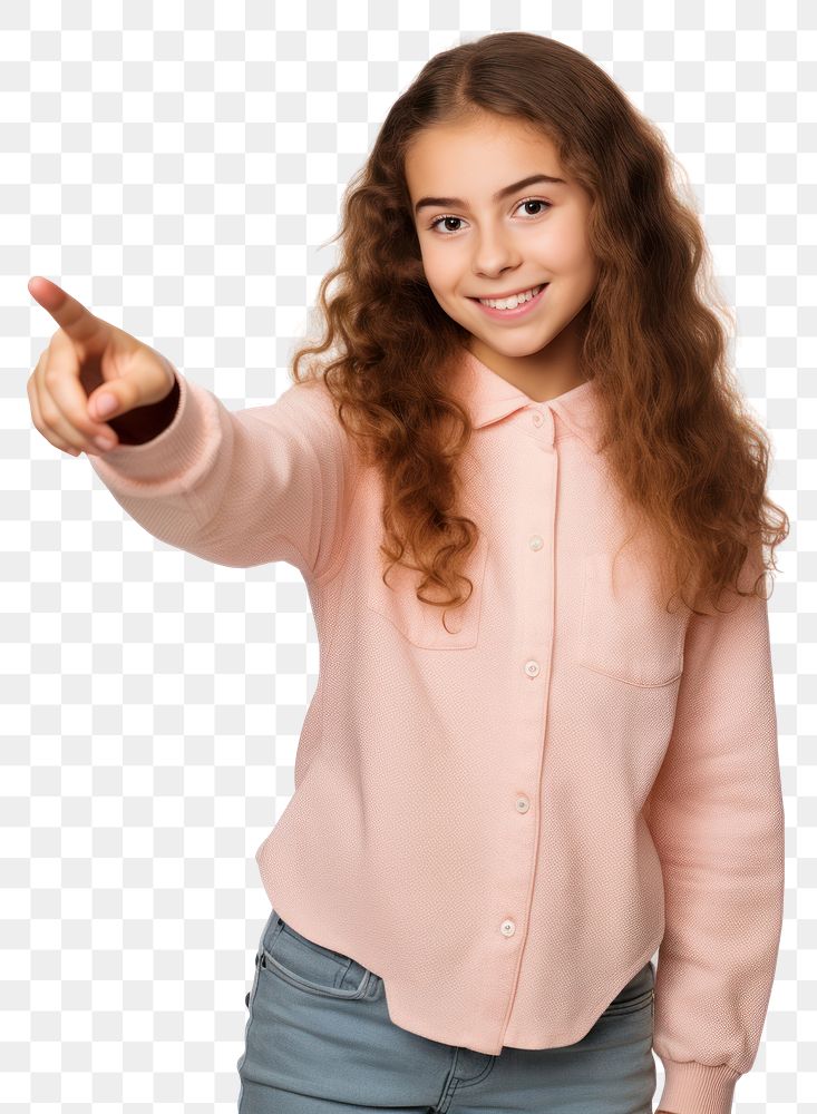 PNG  Caucasian woman pointing portrait finger. AI generated Image by rawpixel.
