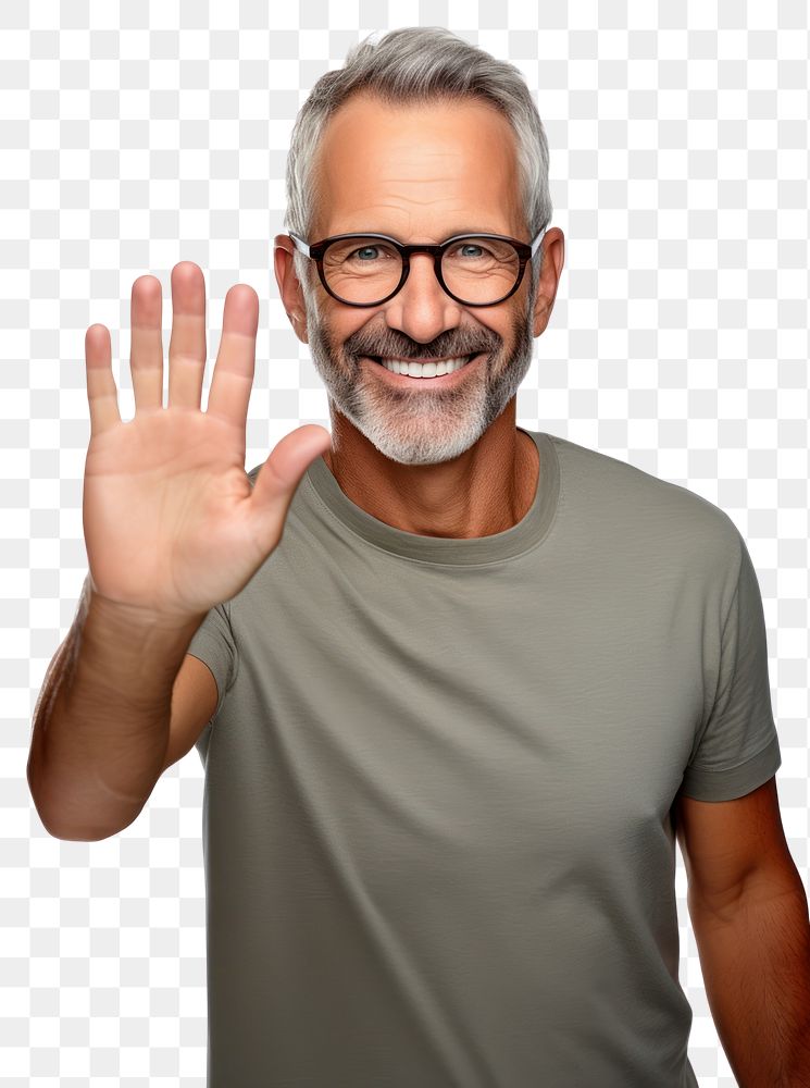 PNG  British american man smile hand portrait. AI generated Image by rawpixel.