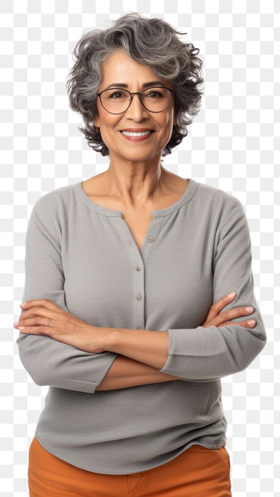 PNG  Hispanic woman portrait glasses smiling. AI generated Image by rawpixel.