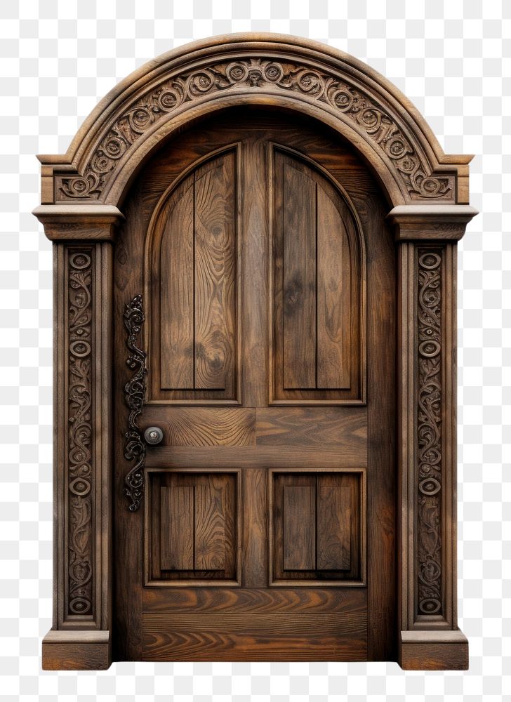 PNG Wooden door architecture gate white background
