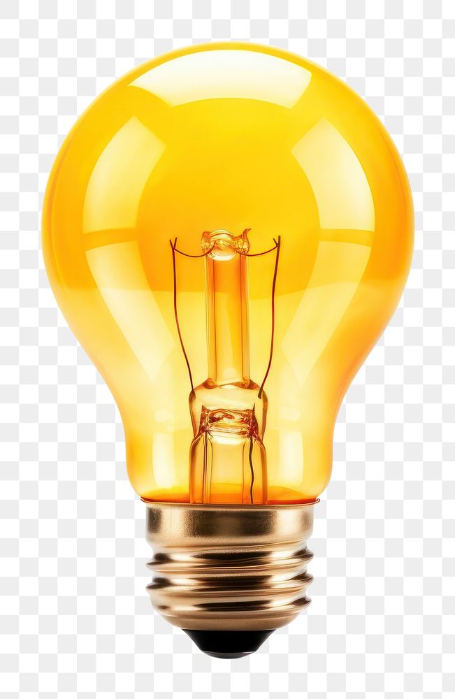 PNG Yellow light bulb lightbulb white background electricity. AI generated Image by rawpixel.
