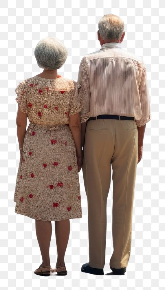 PNG  Old married couple standing outdoors vacation