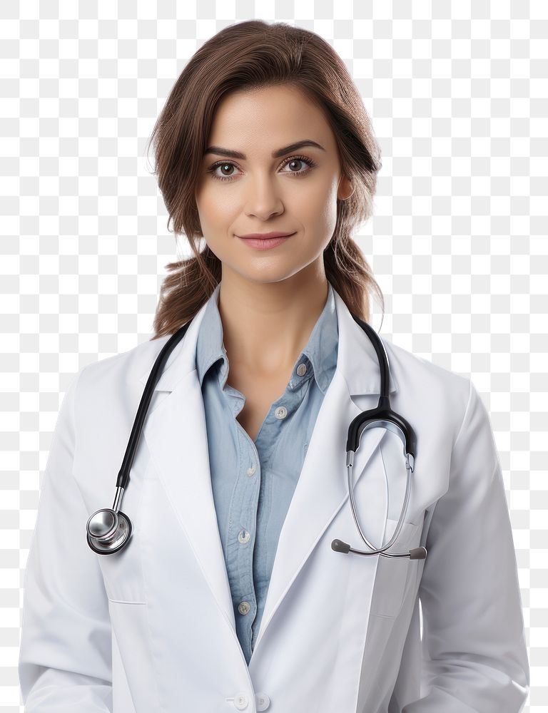 PNG Female doctor adult white background stethoscope
