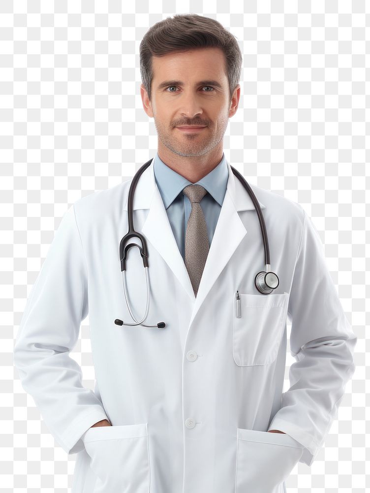PNG Male doctor adult white background stethoscope. AI generated Image by rawpixel.