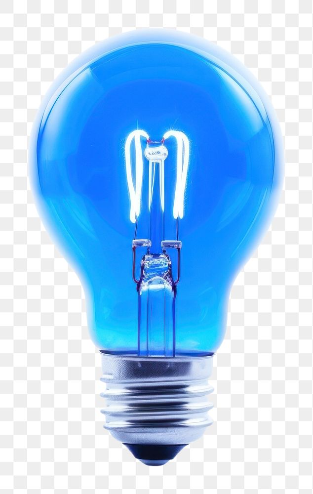 PNG Blue light bulb lightbulb white background electricity. AI generated Image by rawpixel.