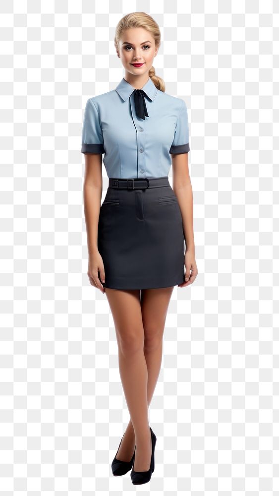 PNG  Flight attendant miniskirt white background cooperation. AI generated Image by rawpixel.