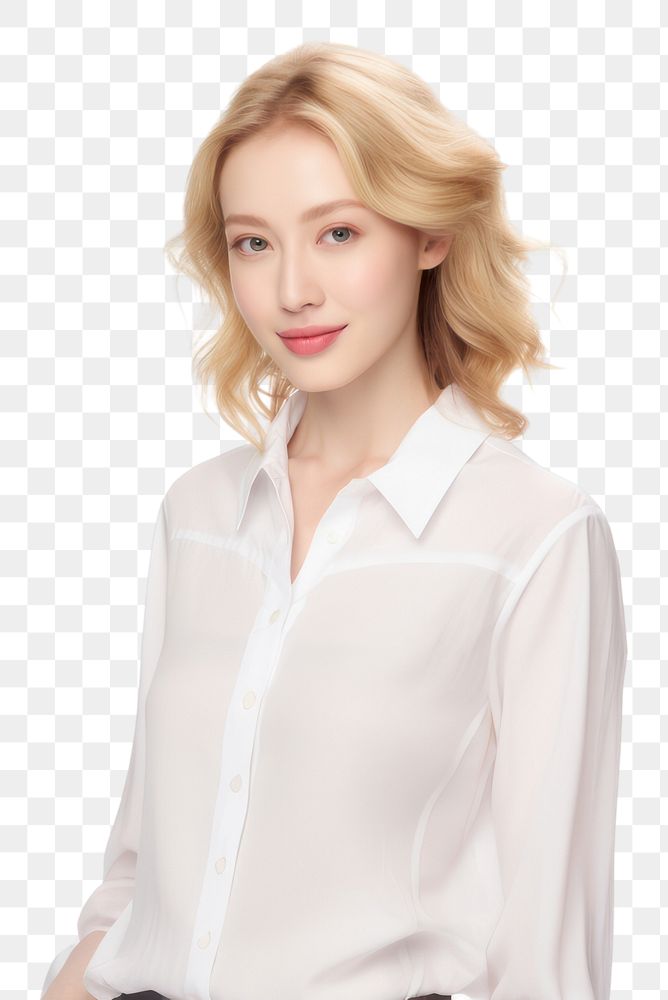 PNG Woman in white shirt portrait sleeve blouse. AI generated Image by rawpixel.