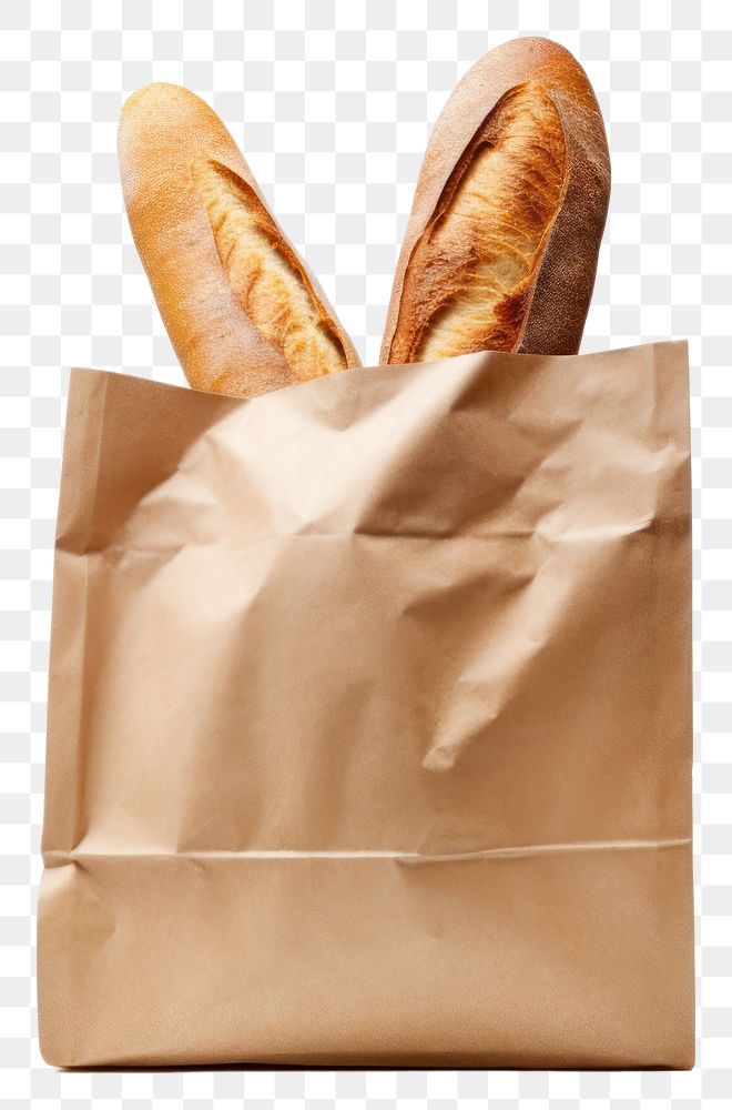 PNG Grocery paper bag bread food white background. AI generated Image by rawpixel.