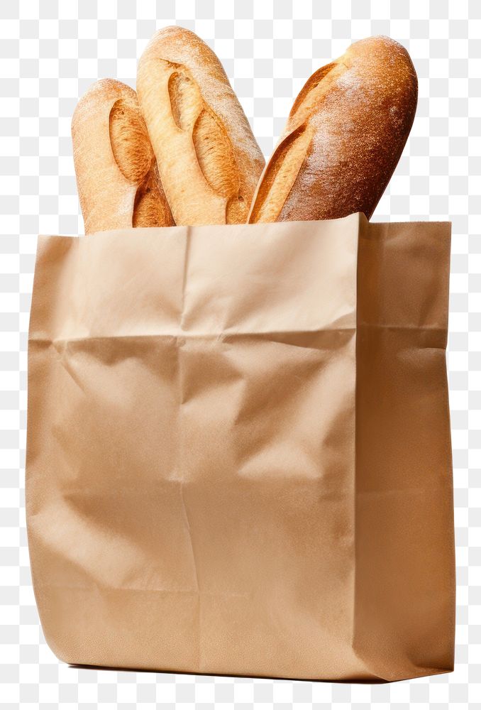PNG Grocery paper bag bread food white background. AI generated Image by rawpixel.